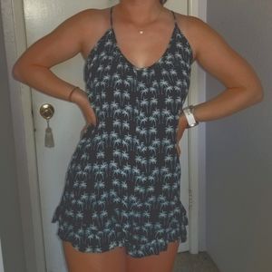 Navy palm tree romper